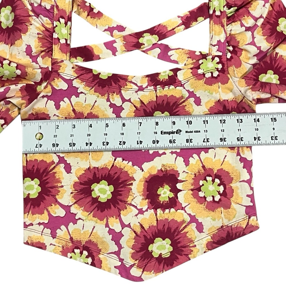 Free People Women's Give Me More Retro Floral Pattern Top Pink Size S Hippie - Picture 7 of 11